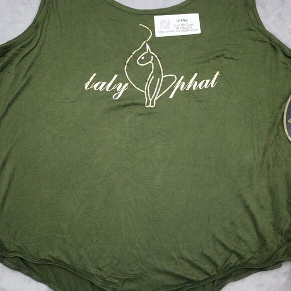 Baby Phat Swimsuit Womens 3X Green Rayon Spandex Logo Printed Tank One Piece - Picture 6 of 16